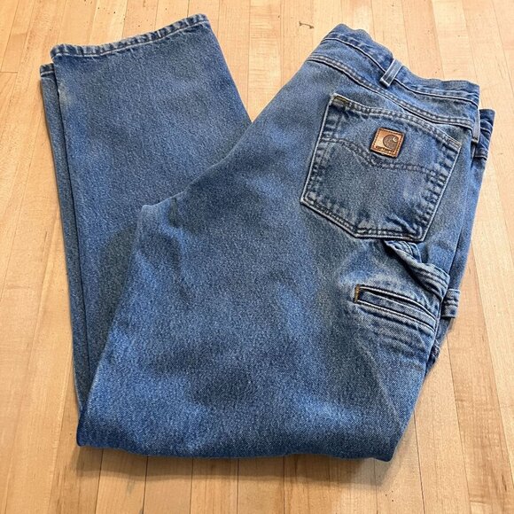 Carhartt Other - Carhartt Mens Carpenter Distressed Relaxed Fit Work Jeans Size 36x31 Blue AN EXC
